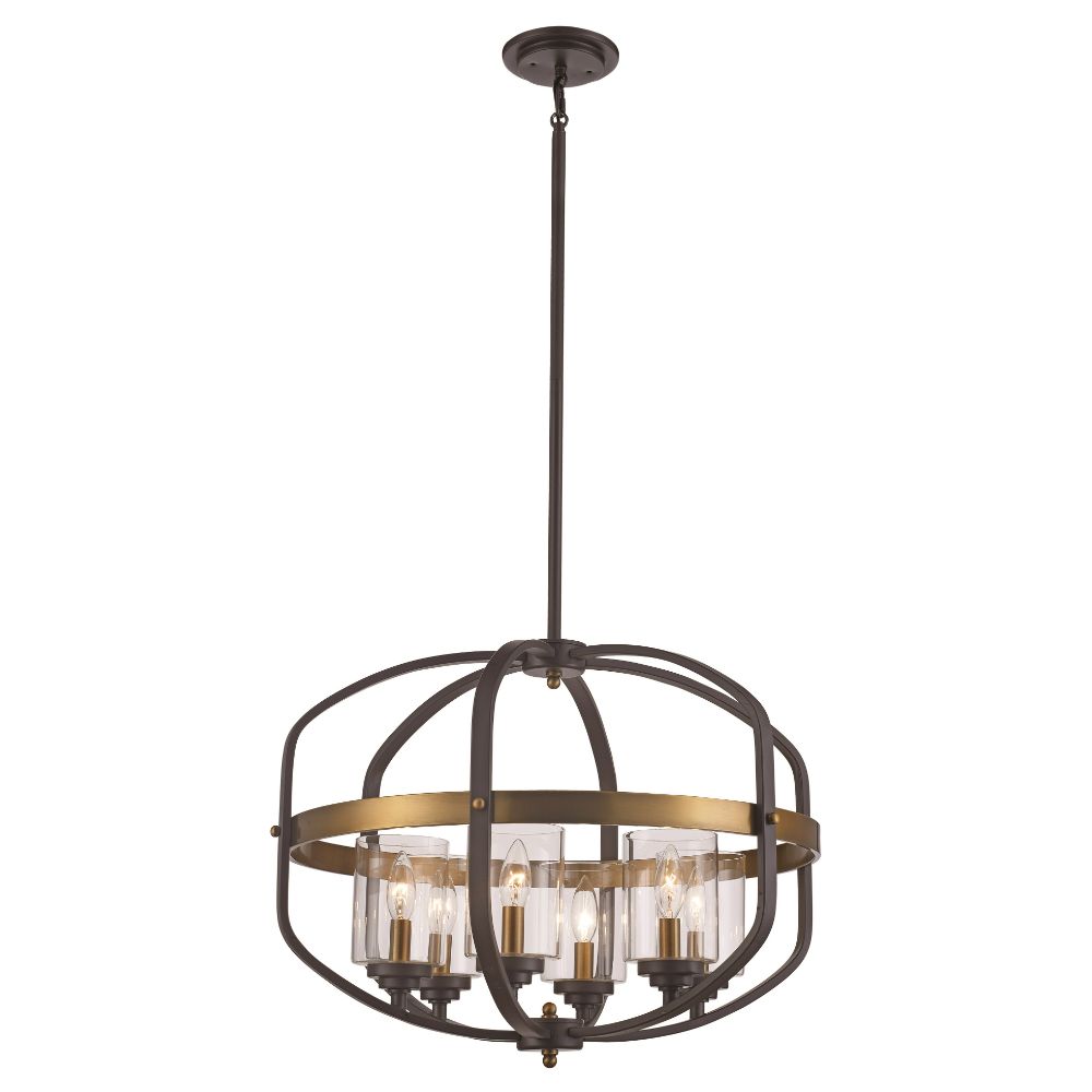 Trans Globe Lighting 10986 ROB/AG 6LT Leila Cage Pendant in Rubbed Oil Bronze/Antique Gold